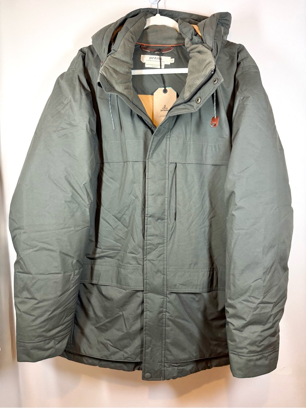Prana Men's Hooded‎ Insulated Puffer Jacket - Olive Green Size XXL